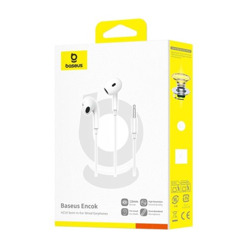 Baseus Encok HZ19 – Vezetékes Fél In-Ear Fülhallgató Mikrofonnal és 3,5 mm Jack Csatlakozóval