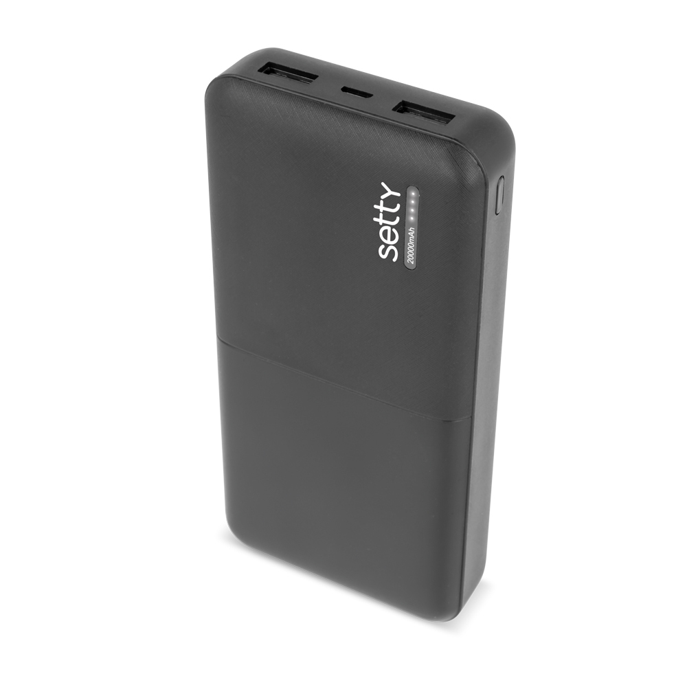 Setty SPB-20 20000mAh nagy kapacitású hordozható külső akkumulátor – fekete