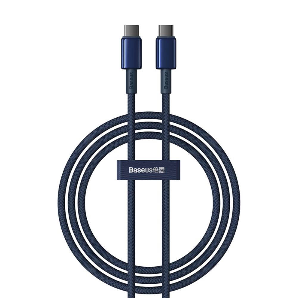Baseus Tungsten Gold gyorstöltő adatkábel USB-C – USB-C 100W, 1 m, sötétkék