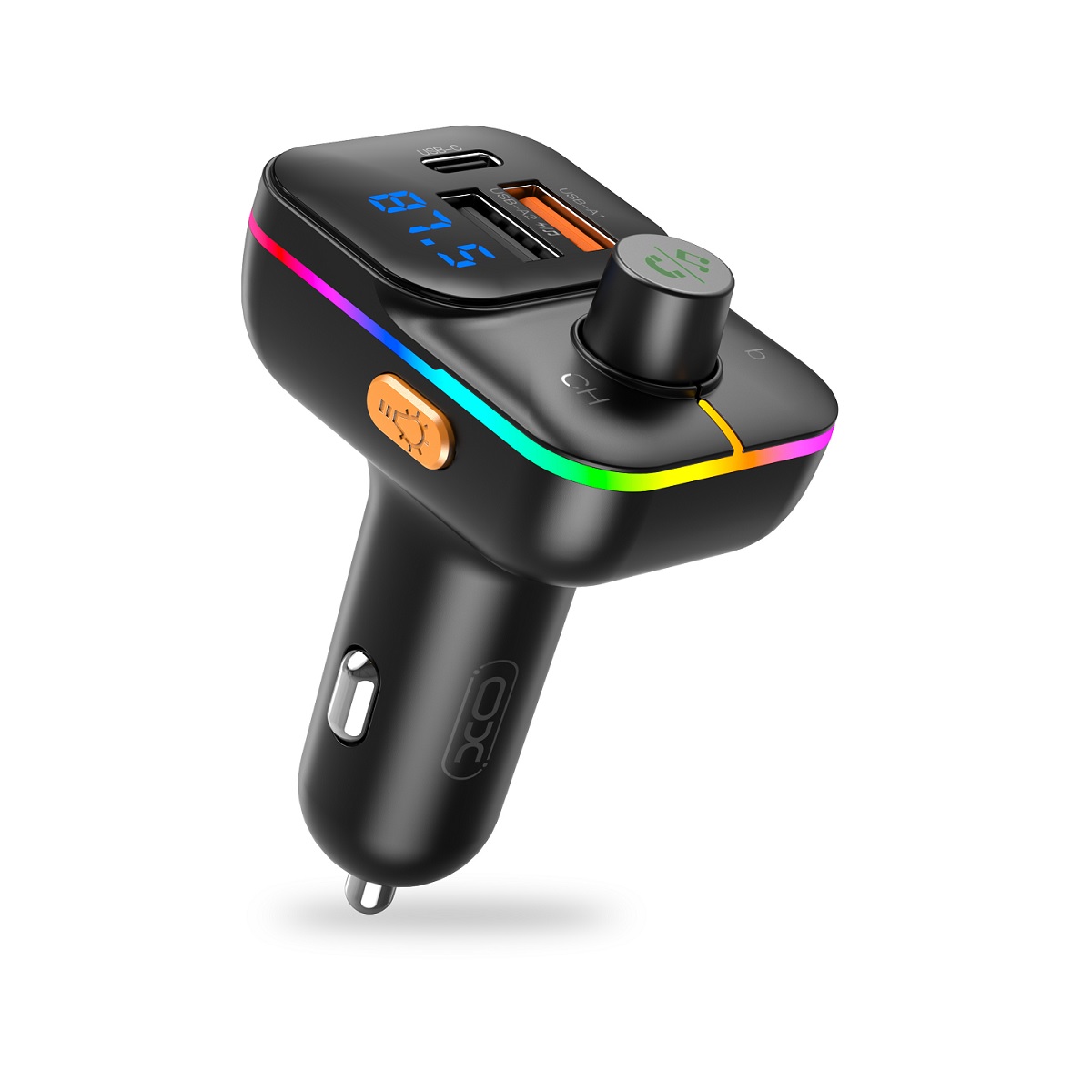 XO BCC09 Bluetooth FM transmitter autós töltő – MP3 lejátszás, 25W gyorstöltés, fekete