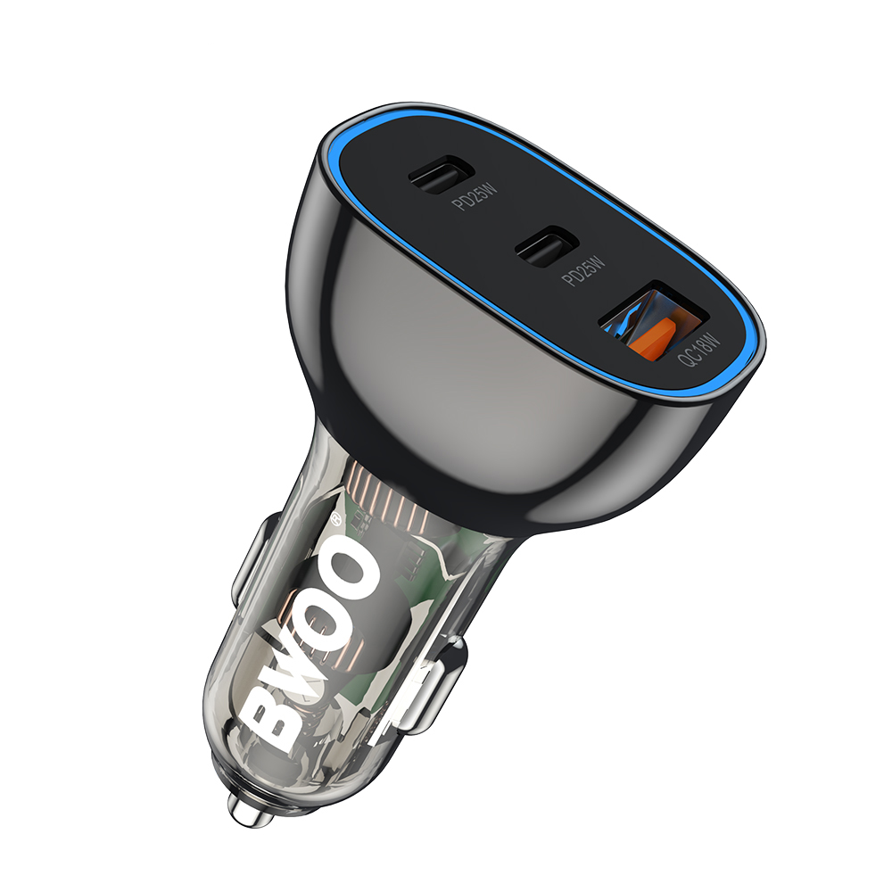 BWOO CC96 PD autós gyorstöltő – 68W, 2× USB-C + 1× USB-A, fekete