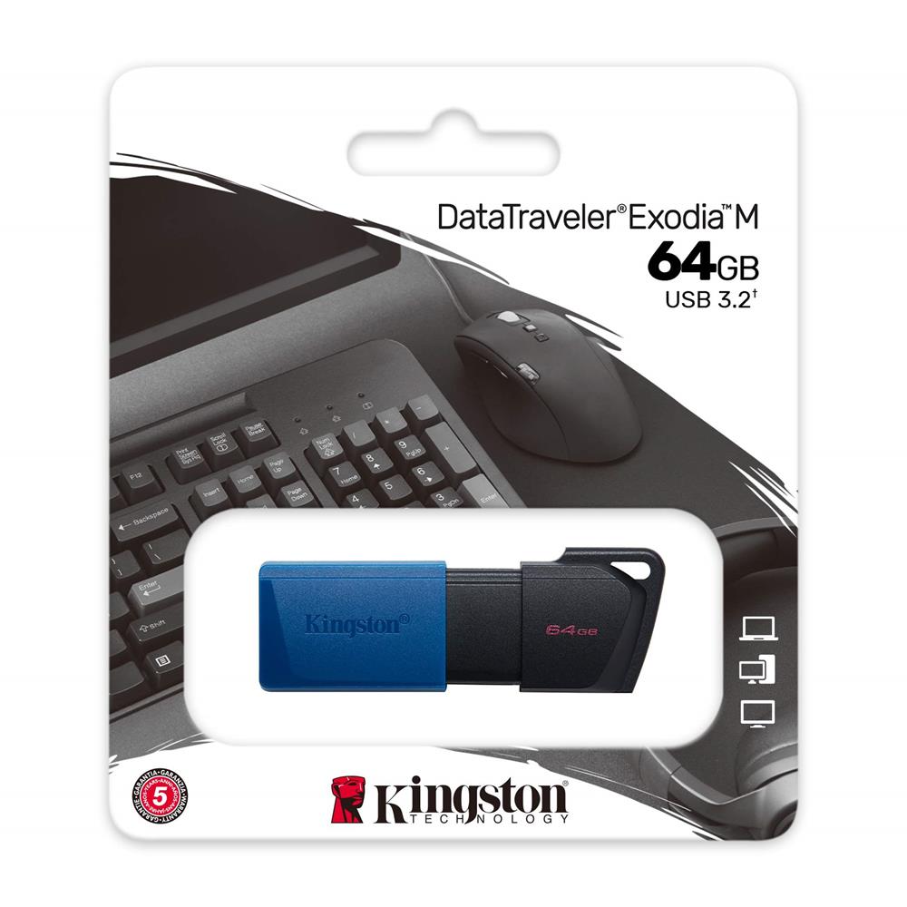 Kingston DataTraveler Exodia M 64GB USB 3.2 Pendrive – Kék, Gyors adatátvitel és kompakt dizájn – 2. kép
