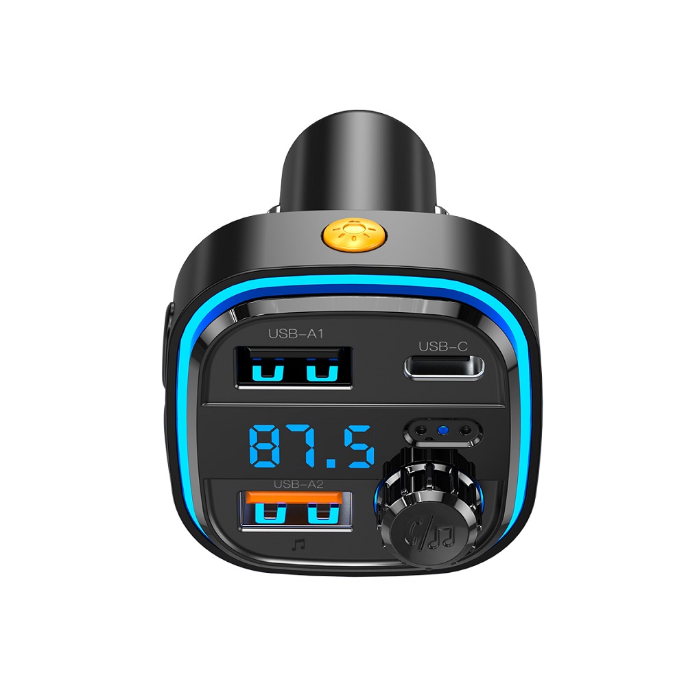 XO BCC08 FM transmitter + Bluetooth + MP3 autós töltő – fekete – 2. kép