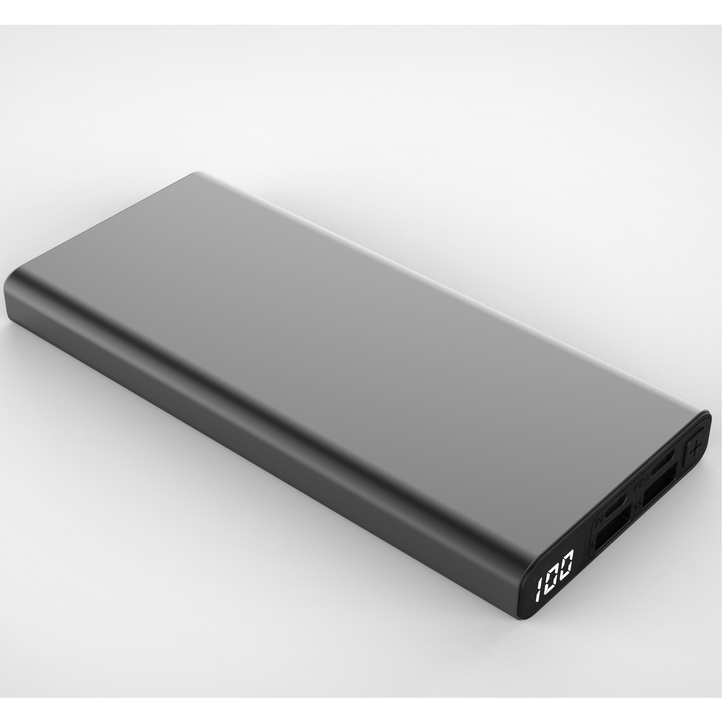 QUALO QPB10-LD-23-18 10000mAh Powerbank, LED Kijelzővel, 23W, Gyors Töltés, Szürke – 4. kép