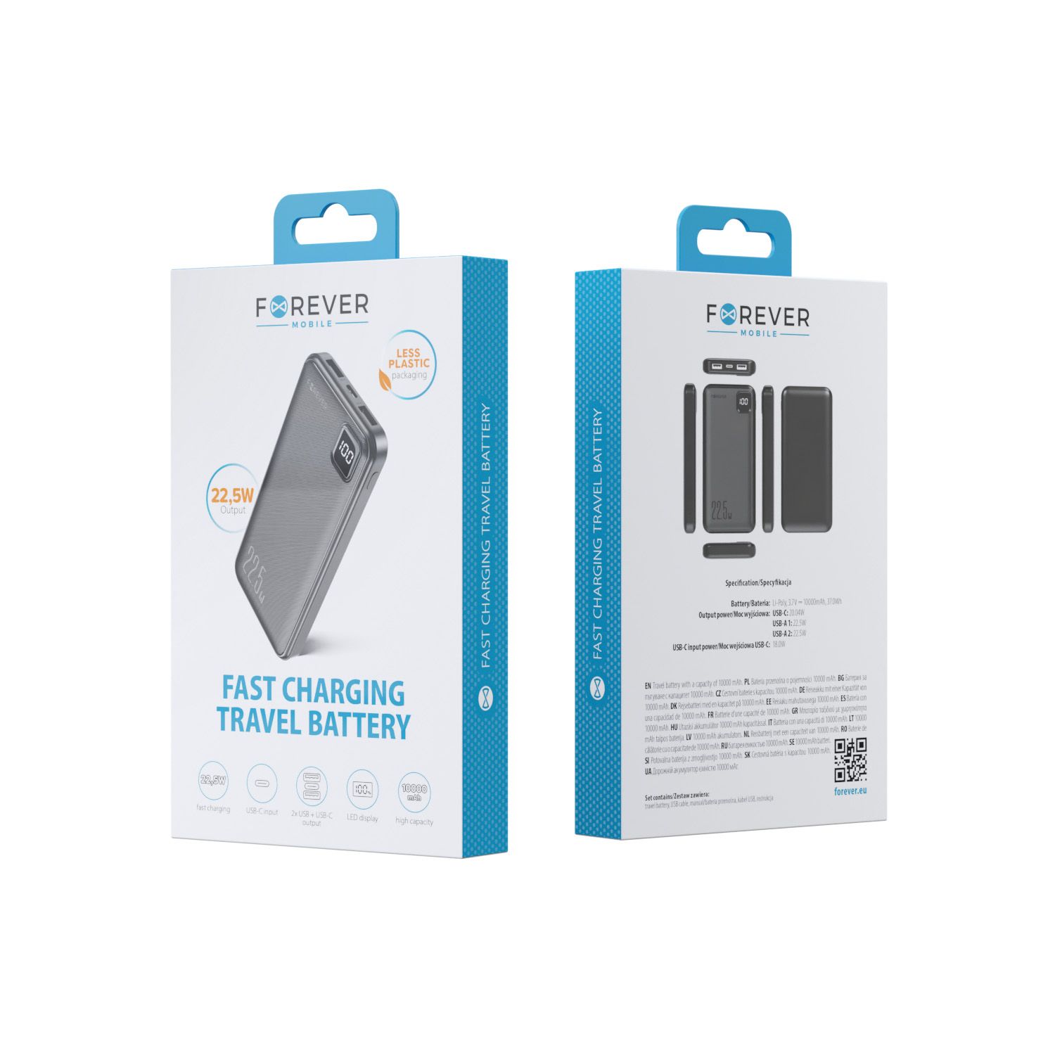 Forever TB-300M PD QC 10000 mAh 22,5W Powerbank, Gyors Töltés – Fekete – 11. kép