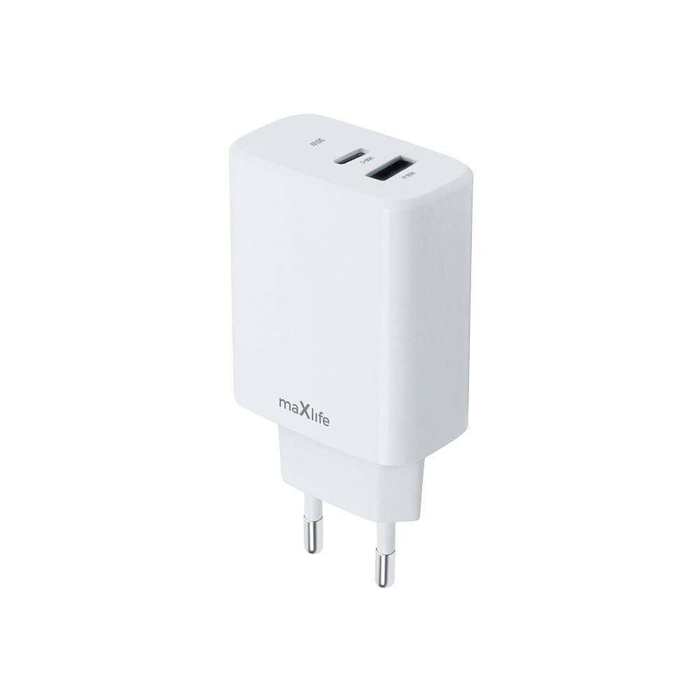 Maxlife MXTC-10-30AC USB-C + USB hálózati töltő – 30W, fehér