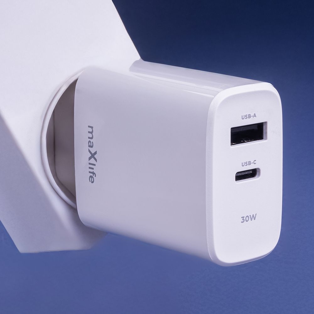 Maxlife MXTC-10-30AC USB-C + USB hálózati töltő – 30W, fehér – 5. kép