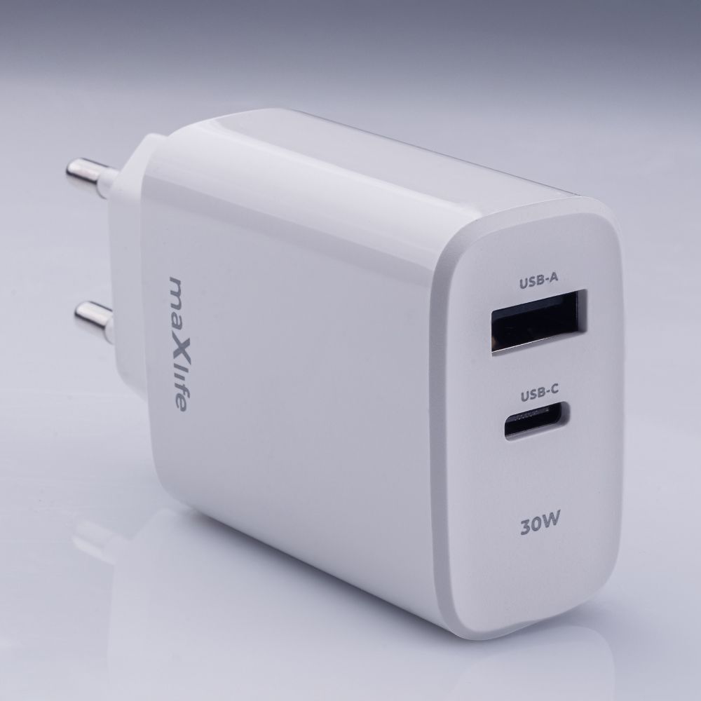 Maxlife MXTC-10-30AC USB-C + USB hálózati töltő – 30W, fehér – 6. kép