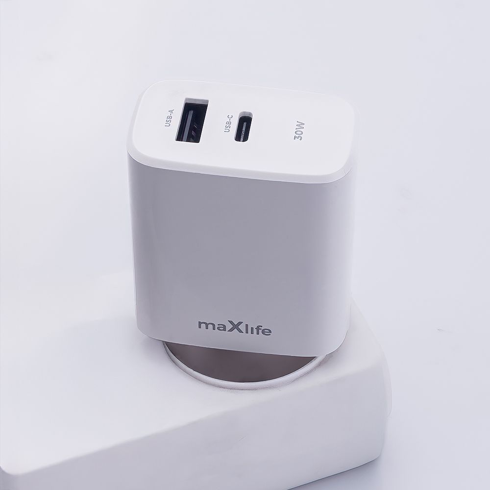 Maxlife MXTC-10-30AC USB-C + USB hálózati töltő – 30W, fehér – 7. kép