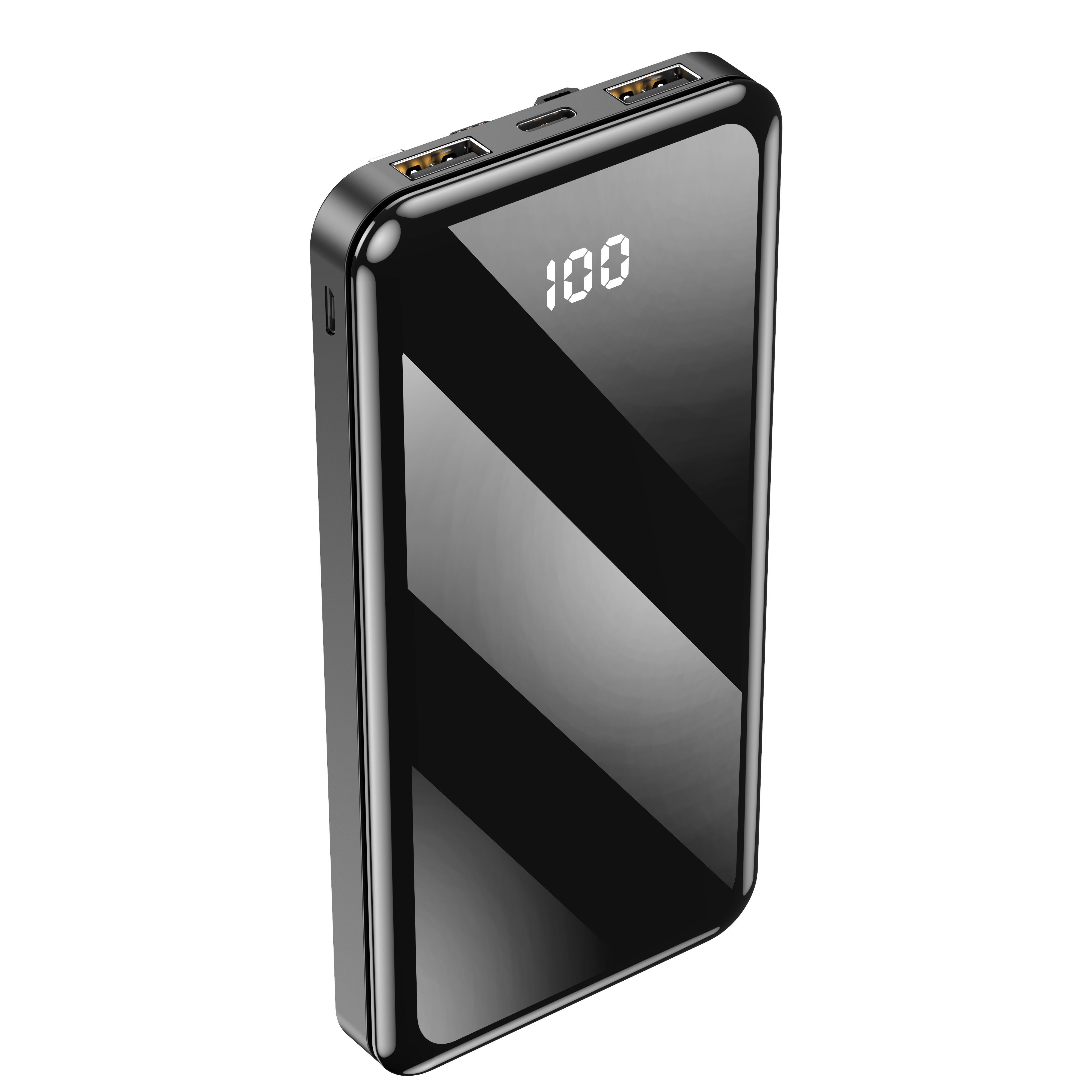 Forever TB-411 10000mAh 10W ALLin1 Powerbank – beépített kábelekkel (USB-C + Lightning + microUSB) – fekete