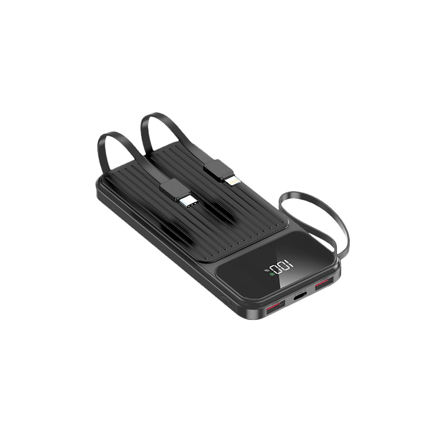Maxlife MXPB-06 Beépített Kábeles Power Bank – 10000 mAh PD QC 22,5W Gyors töltő, Fekete – 2. kép
