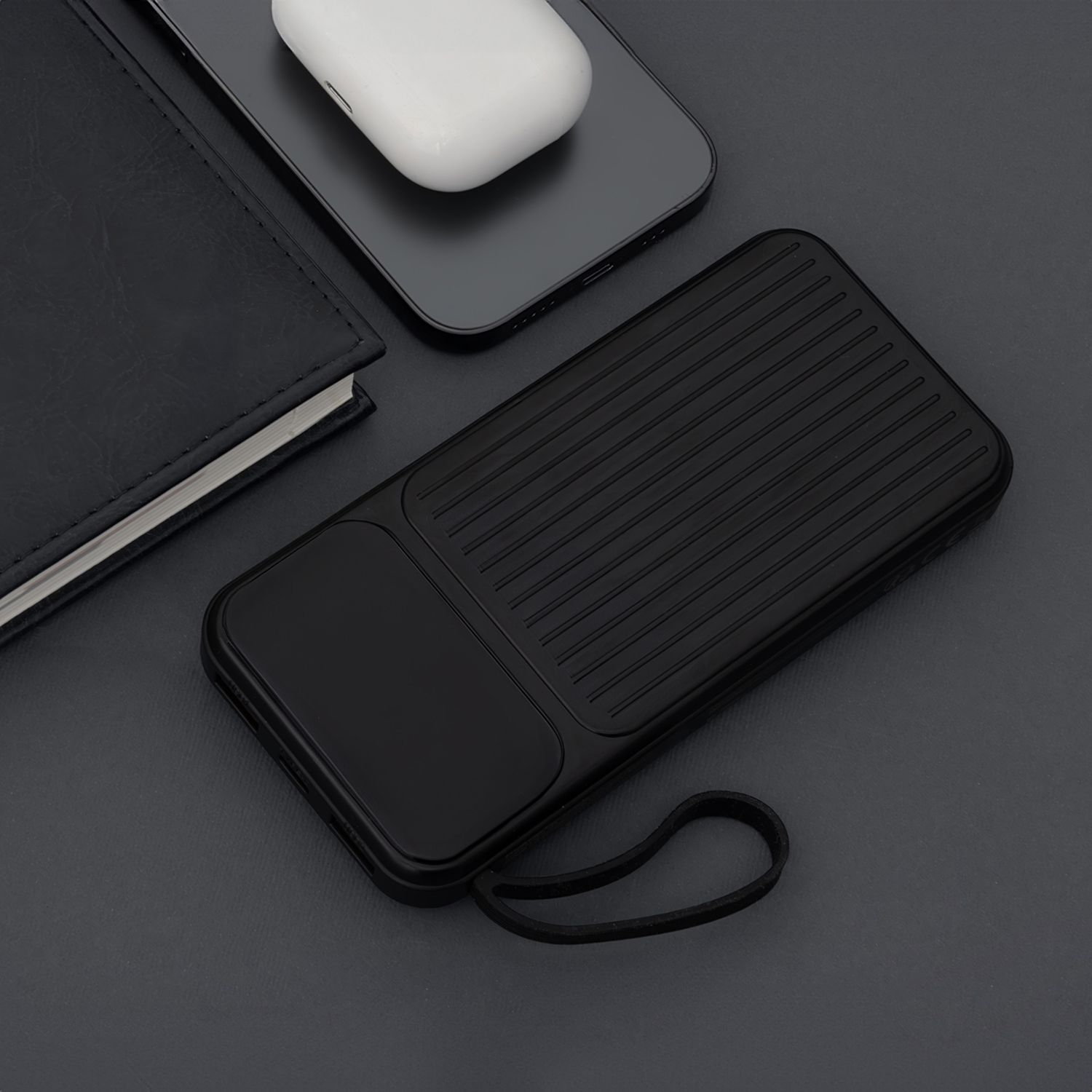 Maxlife MXPB-06 Beépített Kábeles Power Bank – 10000 mAh PD QC 22,5W Gyors töltő, Fekete – 6. kép