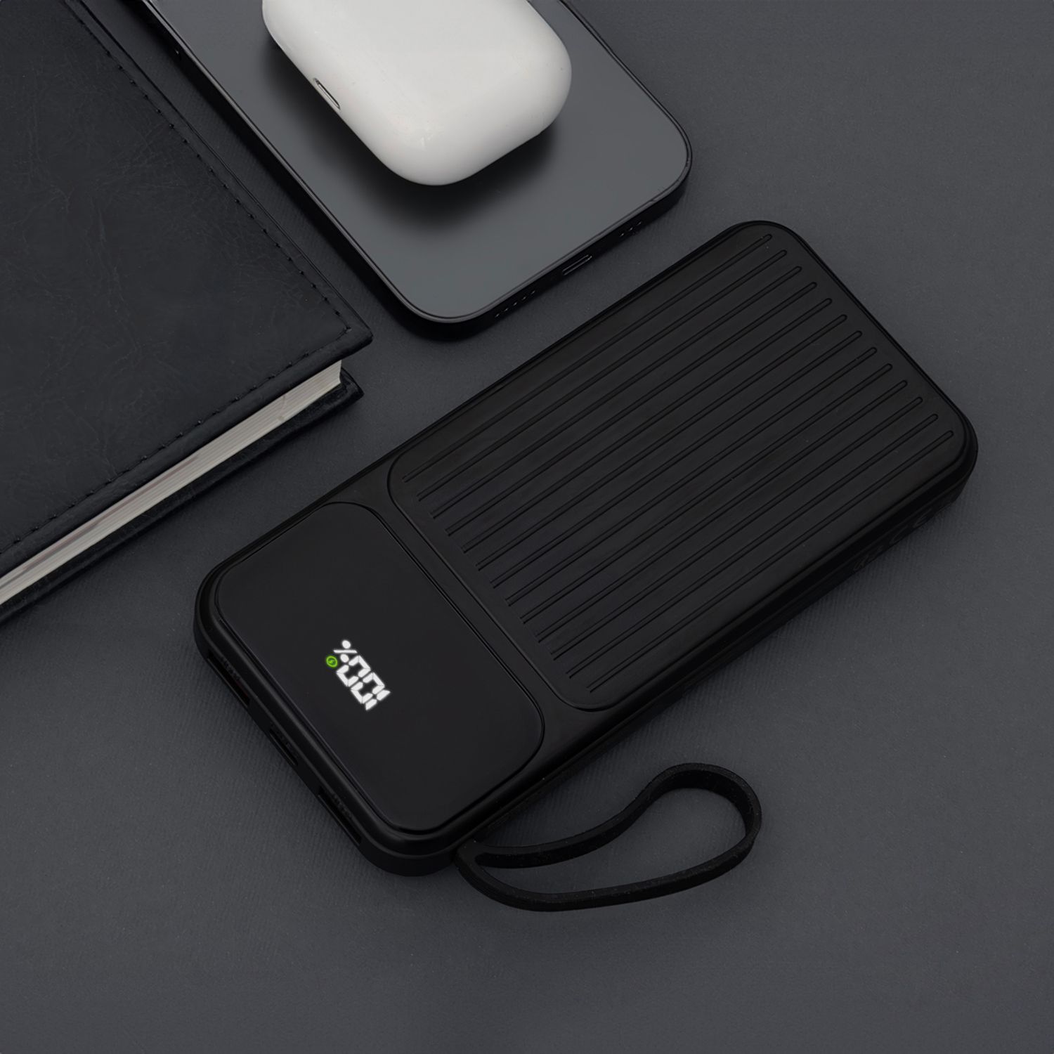 Maxlife MXPB-06 Beépített Kábeles Power Bank – 10000 mAh PD QC 22,5W Gyors töltő, Fekete – 8. kép