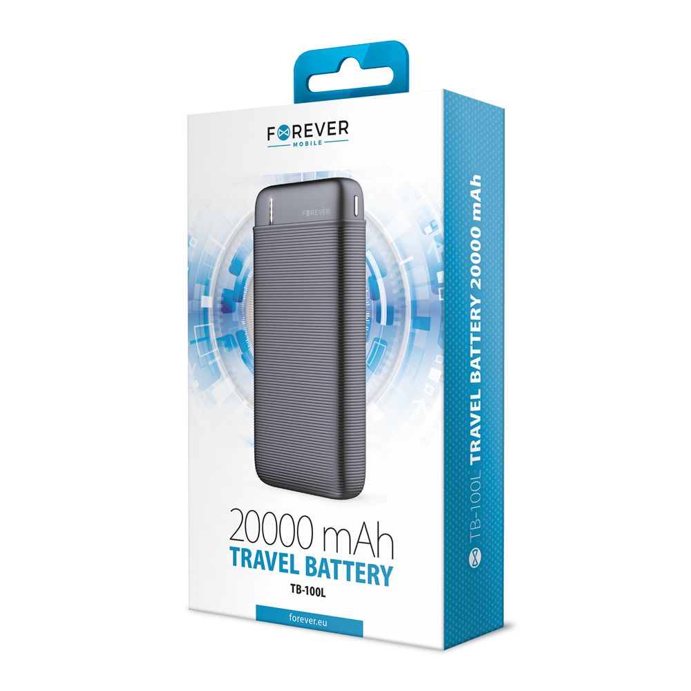 Forever TB-100L Powerbank – 20000mAh Nagy Kapacitású Külső Akkumulátor, Fekete – 8. kép