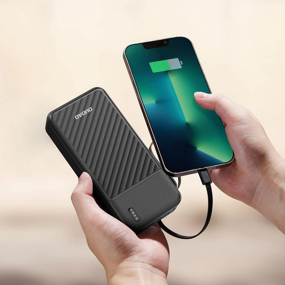 Dudao K11 Max 30000mAh Powerbank - 10W, Beépített kábelek (USB-C / Lightning / micro USB / USB-A), Telefontartó – 2. kép