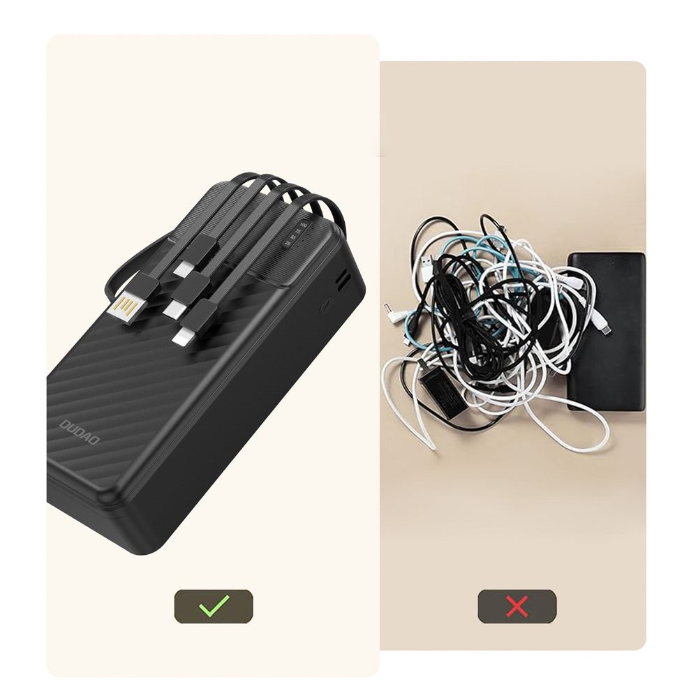 Dudao K11 Max 30000mAh Powerbank - 10W, Beépített kábelek (USB-C / Lightning / micro USB / USB-A), Telefontartó – 8. kép