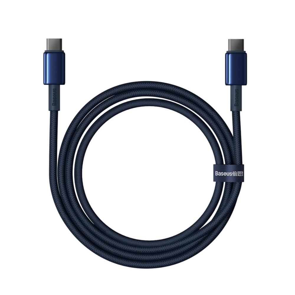Baseus Tungsten Gold gyorstöltő és adatkábel USB-C - USB-C, 100W, 2m, sötétkék – 4. kép