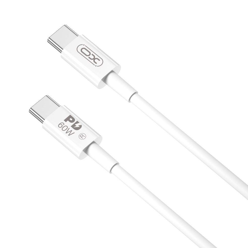 XO NB-Q190B gyorstöltő és adatkábel USB-C – USB-C, 2m, 60W, fehér