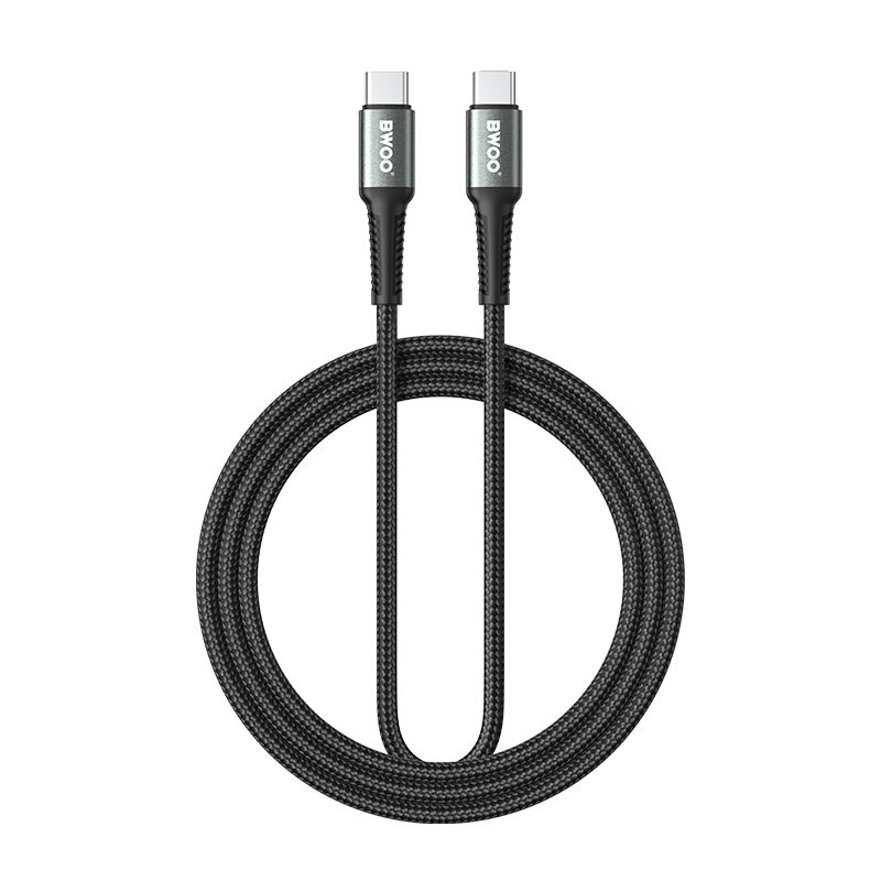 BWOO BO-X288C-C gyorstöltő adatkábel USB-C - USB-C, 2m, 60W, fekete