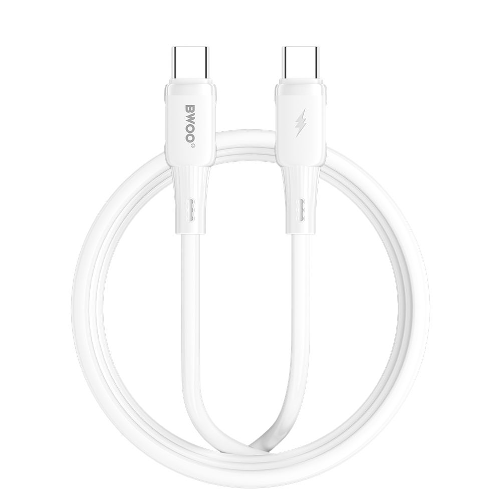 BWOO BO-X329C-C USB-C - USB-C kábel – 65W gyorstöltés, 1 m, fehér