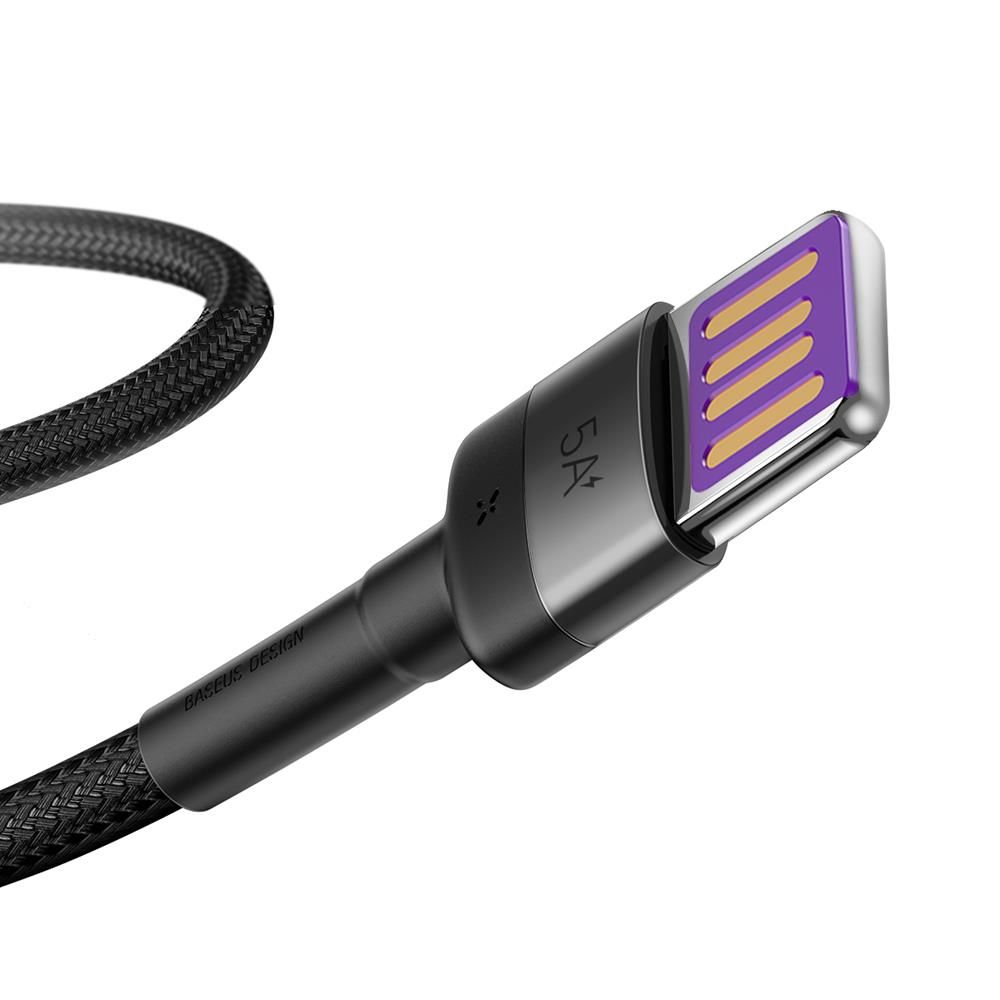 Baseus Cafule HW QC USB–USB-C töltő- és adatkábel – 1 m, 40W, szürke-fekete – 2. kép
