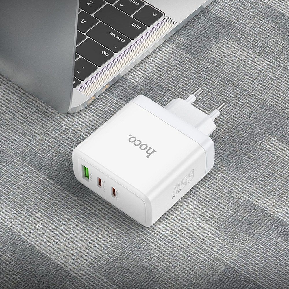 Hoco N30 GaN 65W gyorstöltő – 2× USB-C + USB-A, Power Delivery, Quick Charge, laptop töltéshez – 7. kép