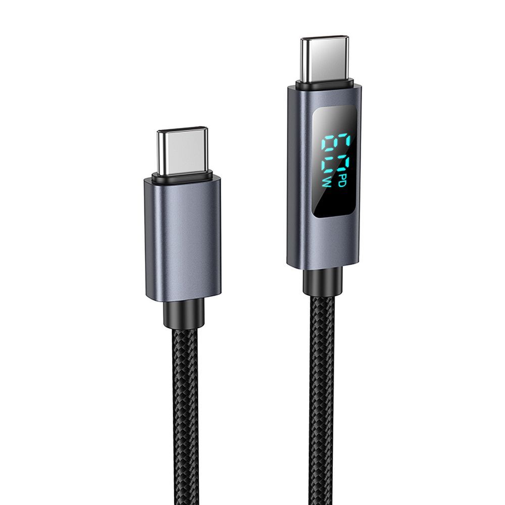 Hoco X112 USB-C – USB-C gyorstöltő és adatkábel digitális teljesítménykijelzővel 60W, 1 méter