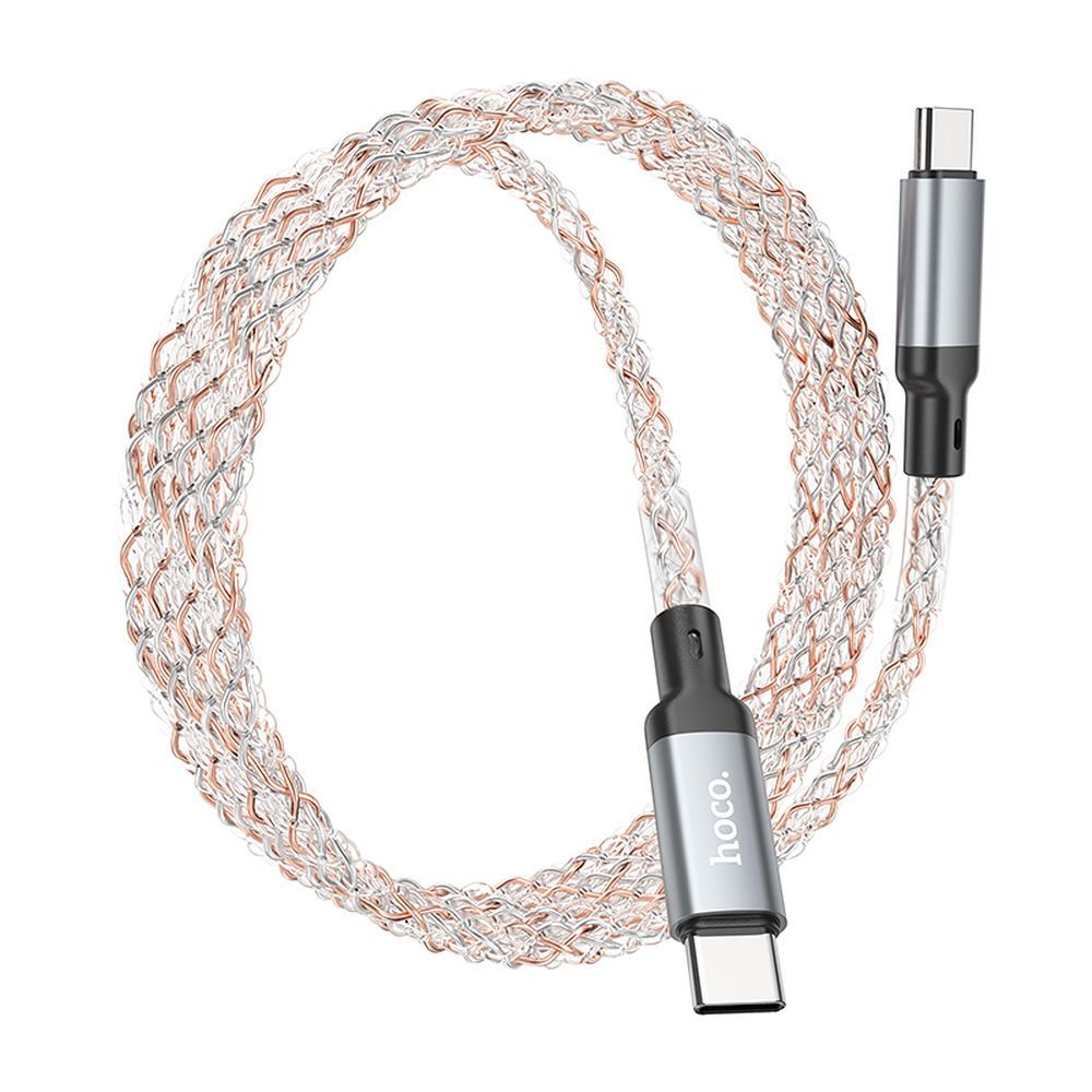 Hoco U112 Shine USB-C – USB-C LED világításos gyorstöltő és adatkábel 60W, 1 méter – 2. kép