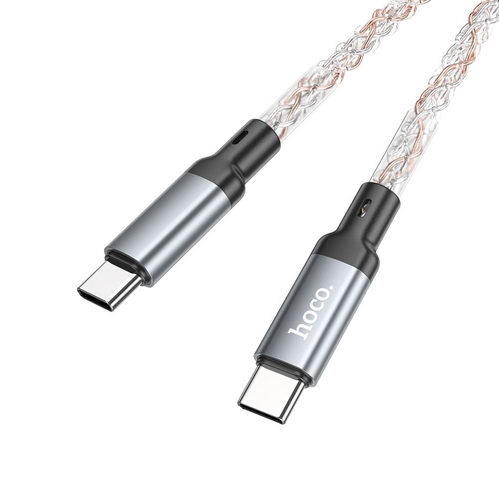 Hoco U112 Shine USB-C – USB-C LED világításos gyorstöltő és adatkábel 60W, 1 méter – 4. kép