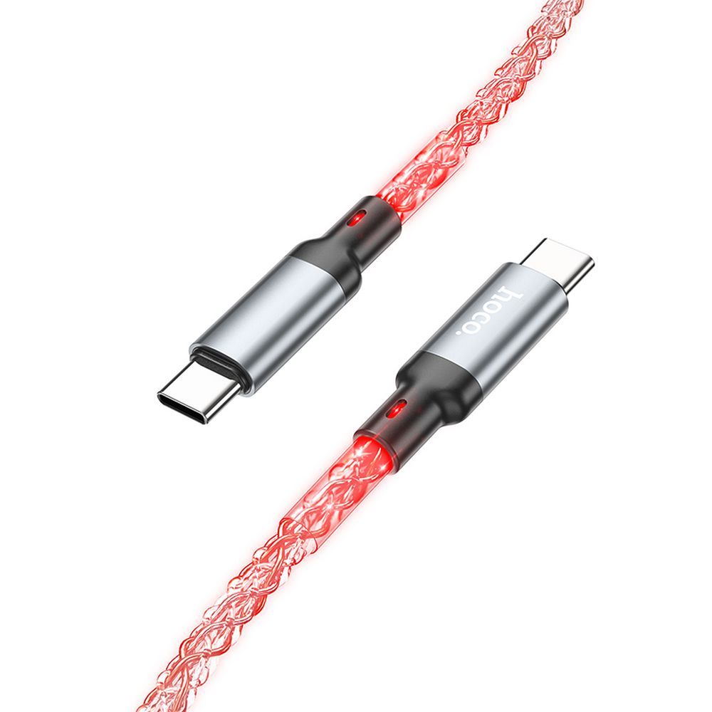 Hoco U112 Shine USB-C – USB-C LED világításos gyorstöltő és adatkábel 60W, 1 méter – 5. kép