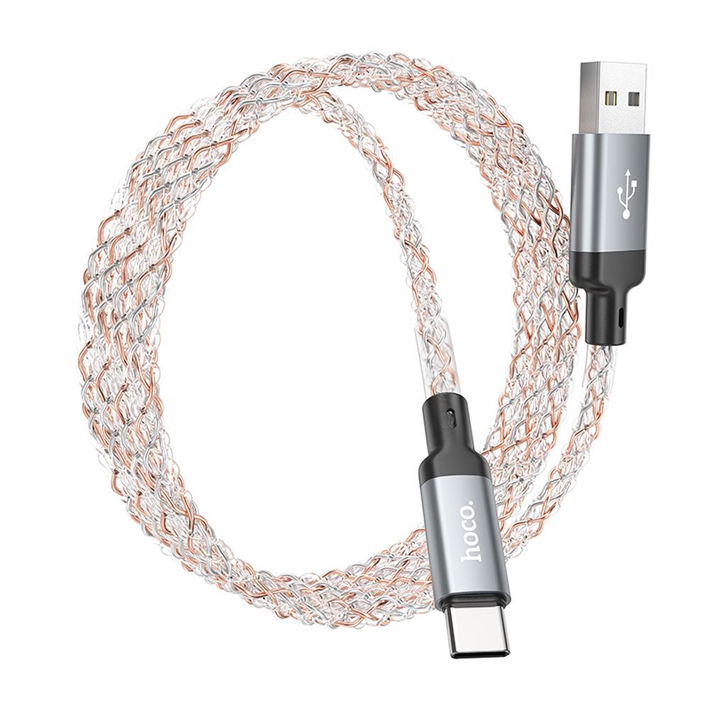 Hoco U112 Shine USB-A – USB-C LED világításos gyorstöltő és adatkábel 3A, 1 méter – 2. kép