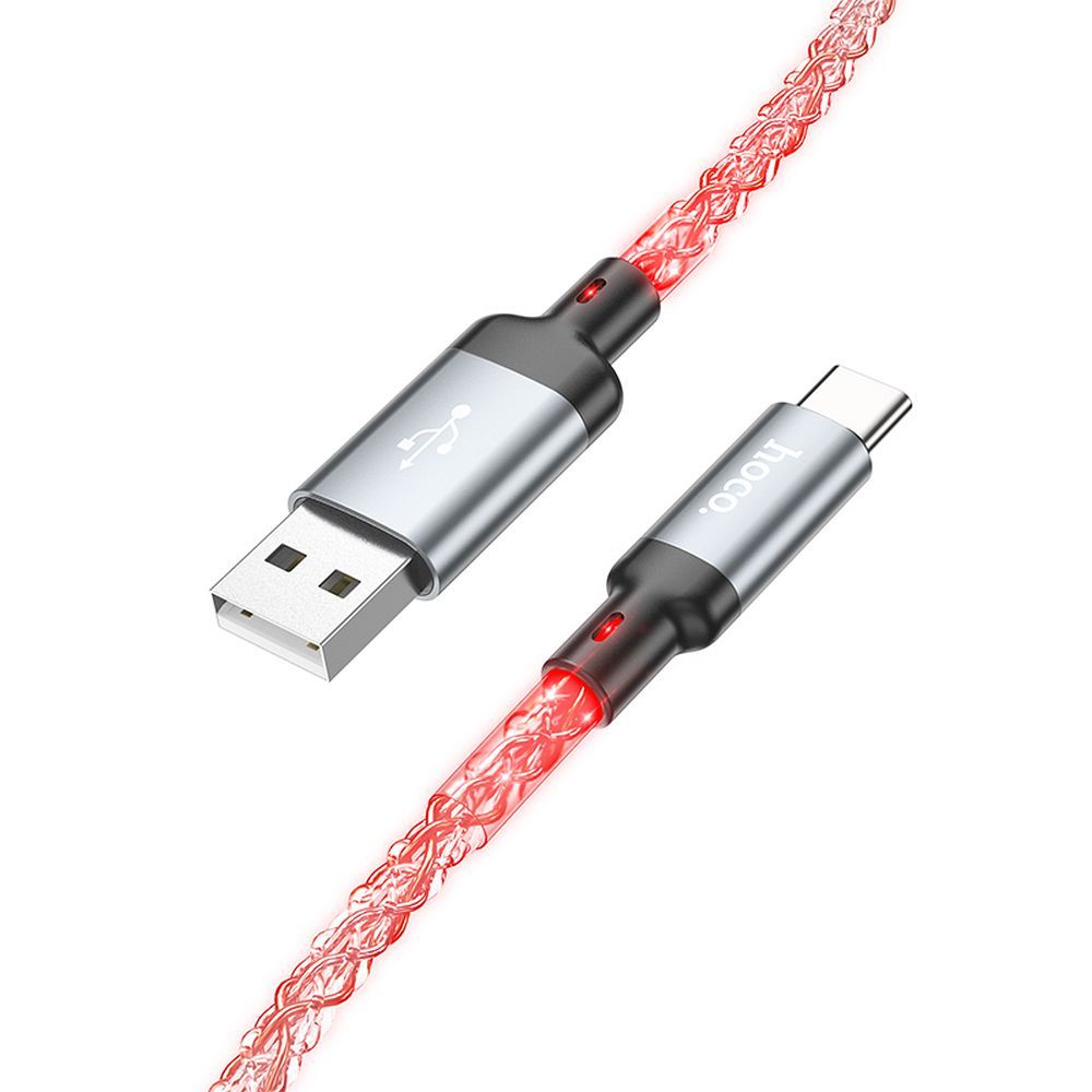 Hoco U112 Shine USB-A – USB-C LED világításos gyorstöltő és adatkábel 3A, 1 méter – 6. kép