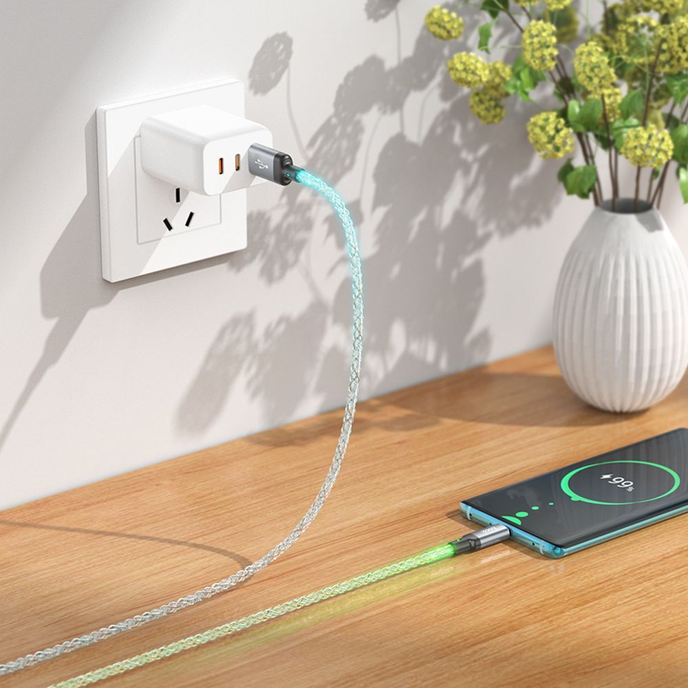 Hoco U112 Shine USB-A – USB-C LED világításos gyorstöltő és adatkábel 3A, 1 méter – 7. kép