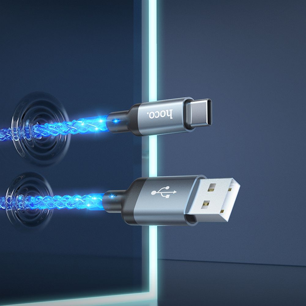 Hoco U112 Shine USB-A – USB-C LED világításos gyorstöltő és adatkábel 3A, 1 méter – 8. kép