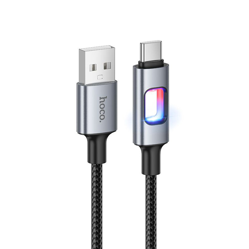 Hoco U144 USB – USB-C Töltőkábel - 60W, 1.2m, 3A gyorstöltés, fonott kivitel