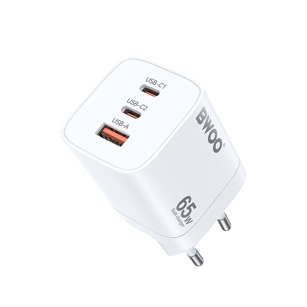 BWOO CDA147PD 65W GaN Hálózati Töltő, 2×USB-C + USB-A, PD/PPS/QC gyorstöltés