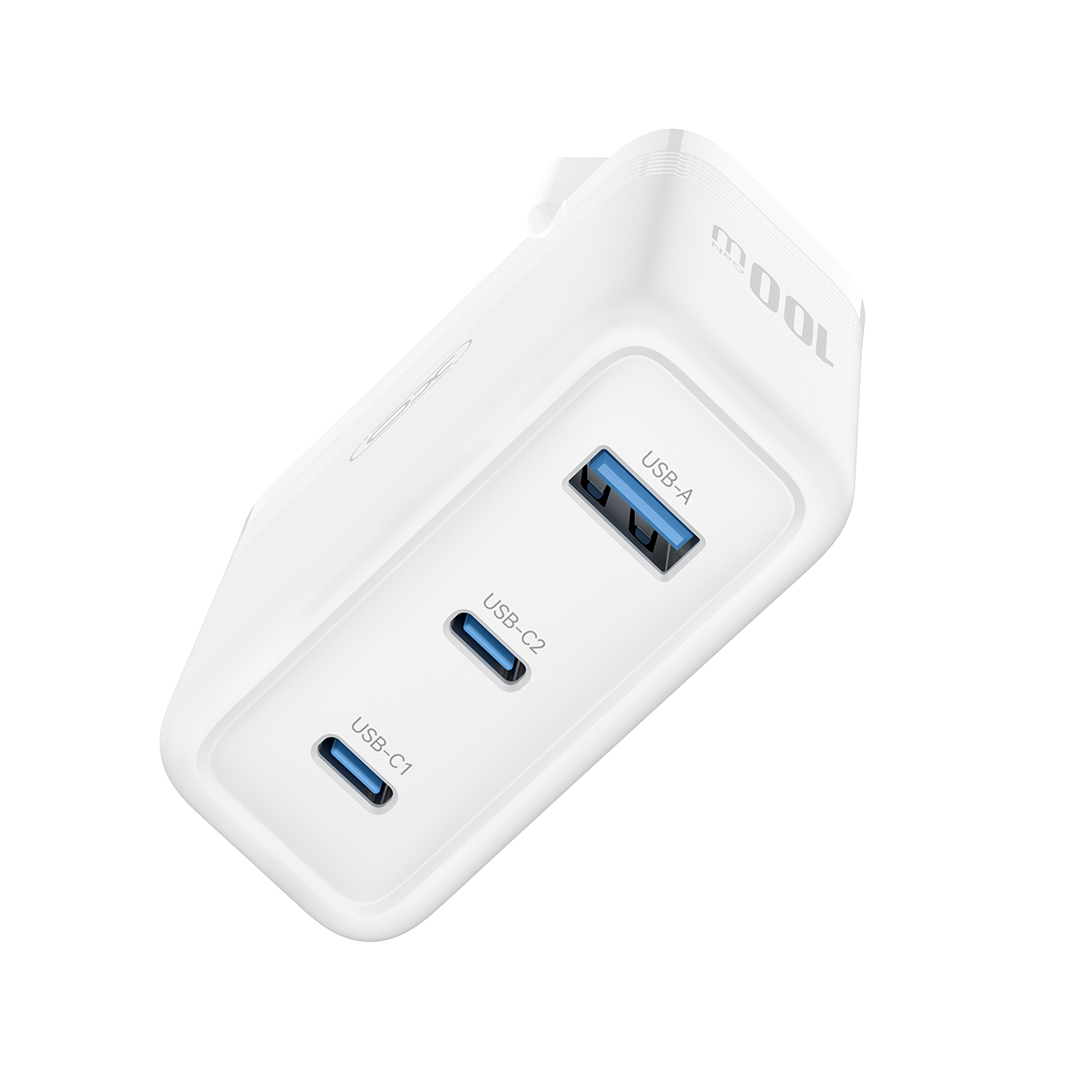 XO CE35 100W – GaN hálózati gyorstöltő 2×USB-C + 1×USB-A csatlakozóval – 3. kép