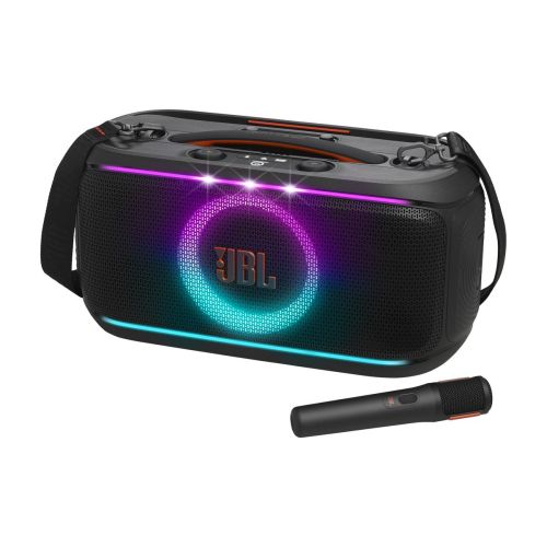 JBL PartyBox On-The-Go 2 Bluetooth partyhangszóró – 100W teljesítmény, fényshow, vezeték nélküli mikrofon, IPX4 védelem