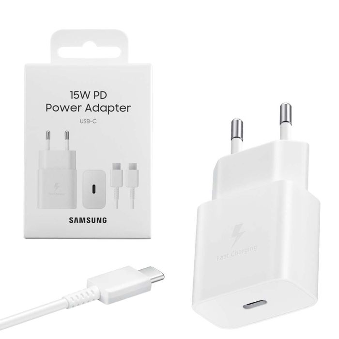 Samsung Travel Charger EP‑T1510X 15W hálózati gyorstöltő – 1m, USB‑C - USB‑C kábellel