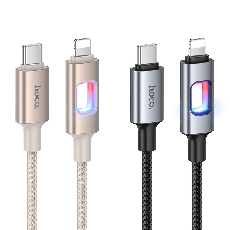 Hoco U144 USB-C – Lightning LED világításos gyorstöltő kábel – PD gyorstöltés Apple készülékekhez – 5. kép