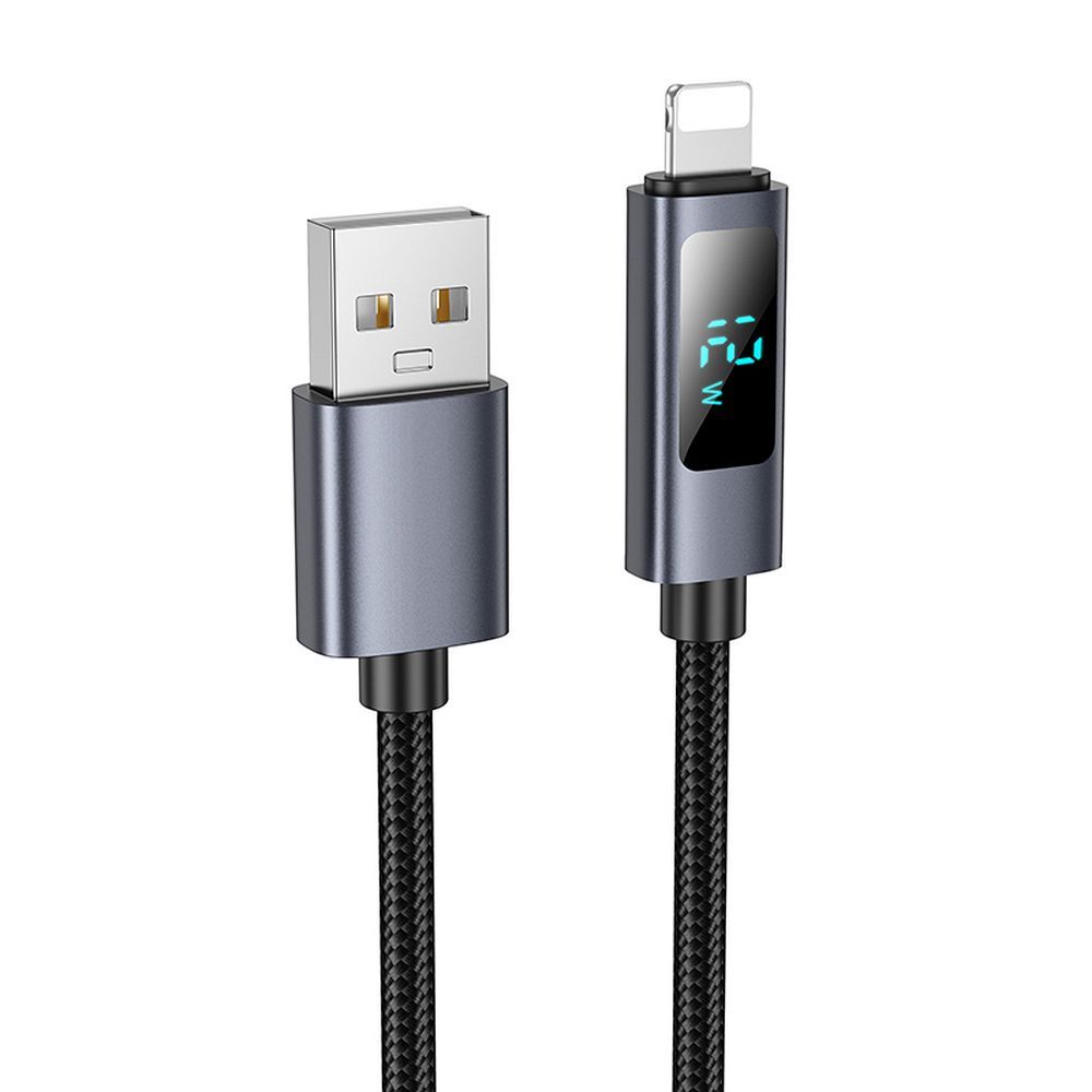 Hoco X112 USB-A – Lightning töltő- és adatkábel digitális kijelzővel, 2,4A, 1 méter