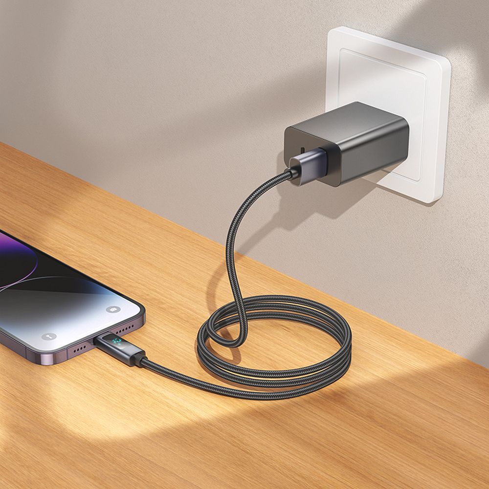 Hoco X112 USB-A – Lightning töltő- és adatkábel digitális kijelzővel, 2,4A, 1 méter – 8. kép
