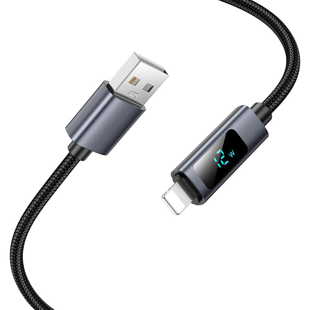 Hoco X112 USB-A – Lightning töltő- és adatkábel digitális kijelzővel, 2,4A, 1 méter – 4. kép