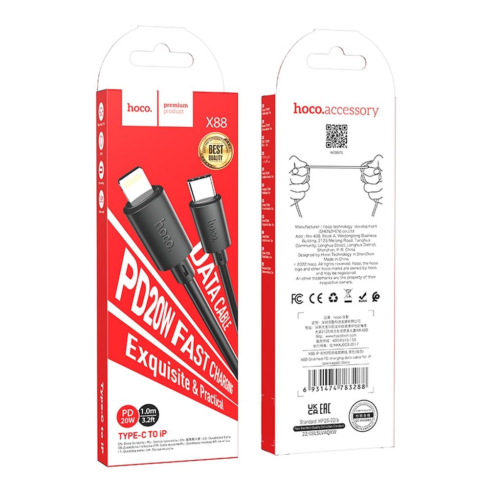 Hoco X88 USB-C – Lightning gyorstöltő és adatkábel – PD 20W, 1 méter – 9. kép