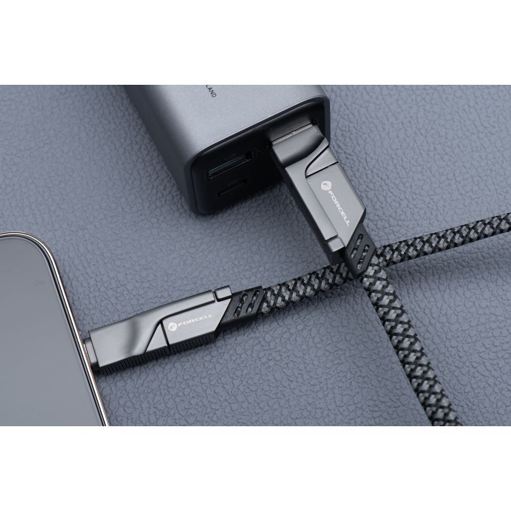 Forcell F-Energy C241 4 az 1-ben gyorstöltő és adatkábel – USB-A és USB-C bemenet, USB-C és Lightning csatlakozó, QC/PD 60W, 1 méter – 8. kép