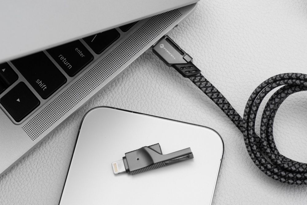 Forcell F-Energy C241 4 az 1-ben gyorstöltő és adatkábel – USB-A és USB-C bemenet, USB-C és Lightning csatlakozó, QC/PD 60W, 1 méter – 4. kép