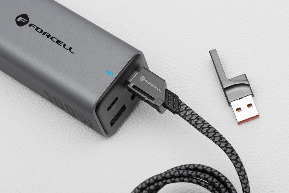 Forcell F-Energy C241 4 az 1-ben gyorstöltő és adatkábel – USB-A és USB-C bemenet, USB-C és Lightning csatlakozó, QC/PD 60W, 1 méter – 5. kép