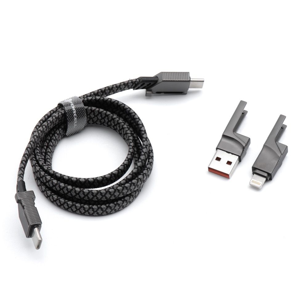 Forcell F-Energy C241 4 az 1-ben gyorstöltő és adatkábel – USB-A és USB-C bemenet, USB-C és Lightning csatlakozó, QC/PD 60W, 1 méter – 2. kép