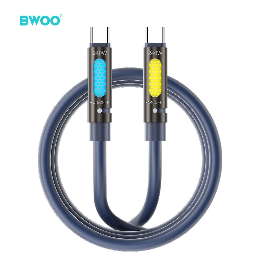 BWOO X325C-C USB-C – USB-C Adat- és Töltőkábel – 240 W PD 3.1 Gyorstöltéssel, RGB Világítással és Aromaterápiás Funkcióval