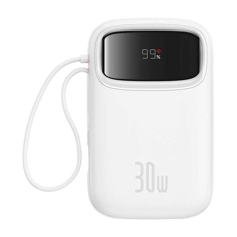 Baseus QPow 2 Powerbank – 10000mAh, 30W gyorstöltés, 2×USB-C és beépített kábel